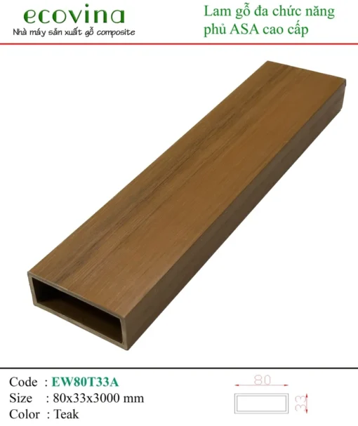 Lam Hộp Gỗ Nhựa Ngoài Trời Ecovina Ew80t33a Teak