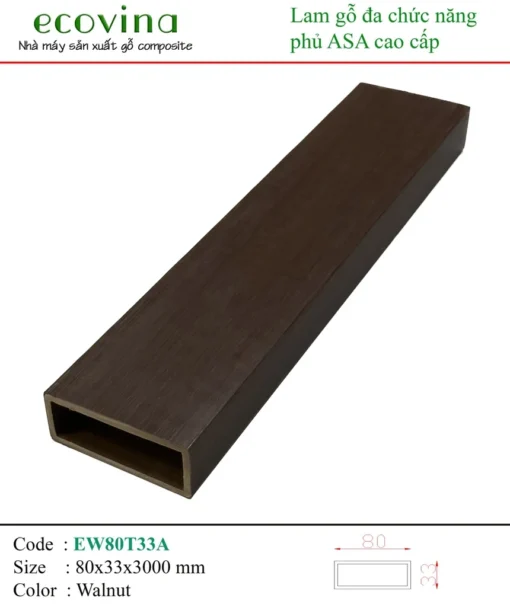 Lam Hộp Gỗ Nhựa Ngoài Trời Ecovina Ew80t33a Walnut