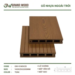 Sàn Gỗ Ngoài Trời Grand Wood Gw-k140v25 Teak