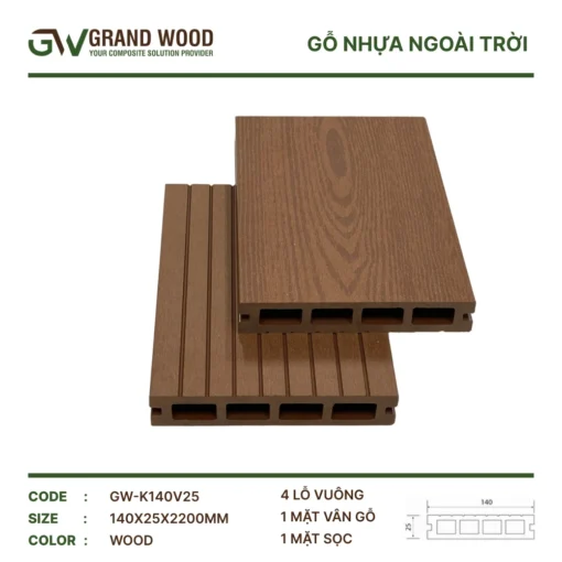 Sàn Gỗ Ngoài Trời Grand Wood Gw-k140v25 Wood