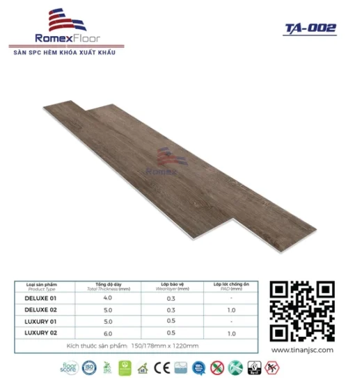 Sàn Nhựa Hèm Khóa Romex Floor Ta002