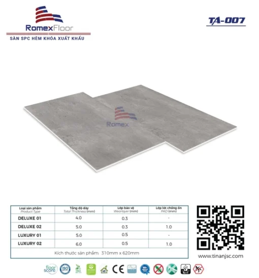 Sàn Nhựa Hèm Khóa Romex Floor Ta007