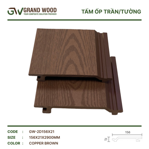 Tấm ốp Gỗ Nhựa Grand Wood Gw-2d148x21 Copper Brown