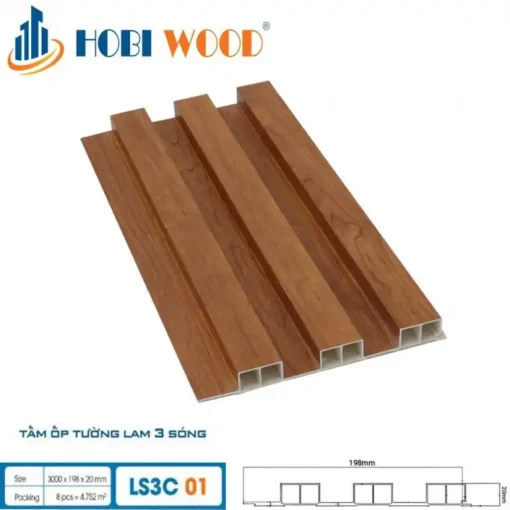 Tấm ốp Lam 3 Sóng Cao Hobi Wood Ls3c-01