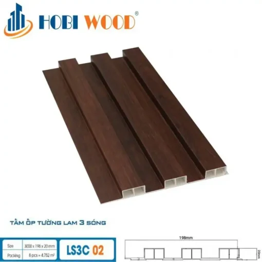 Tấm ốp Lam 3 Sóng Cao Hobi Wood Ls3c-02