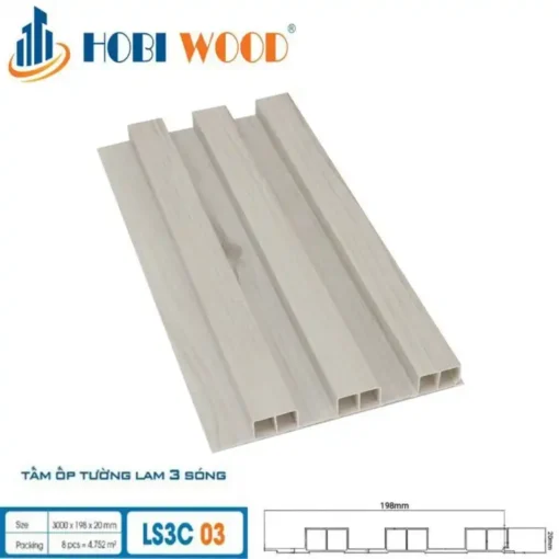 Tấm ốp Lam 3 Sóng Cao Hobi Wood Ls3c-03