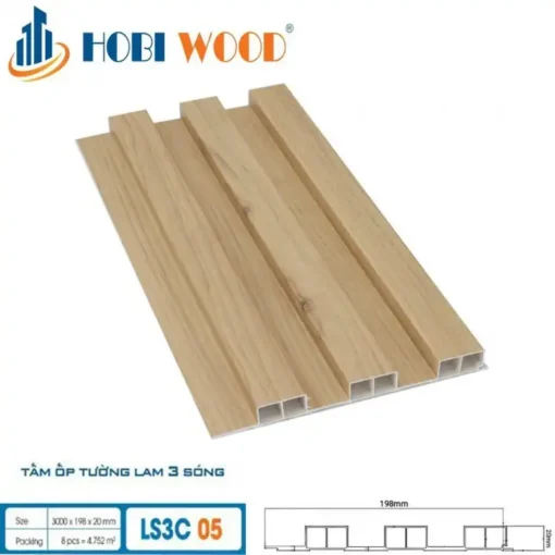 Tấm ốp Lam 3 Sóng Cao Hobi Wood Ls3c-05