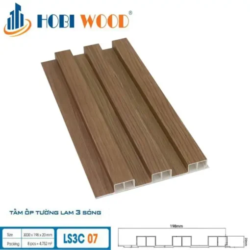 Tấm ốp Lam 3 Sóng Cao Hobi Wood Ls3c-07