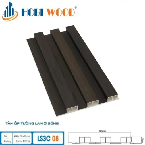 Tấm ốp Lam 3 Sóng Cao Hobi Wood Ls3c-08