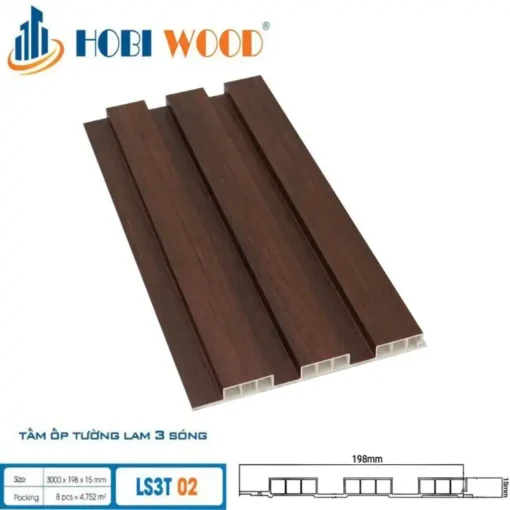 Tấm ốp Lam 3 Sóng Thấp Hobi Wood Ls3t-02