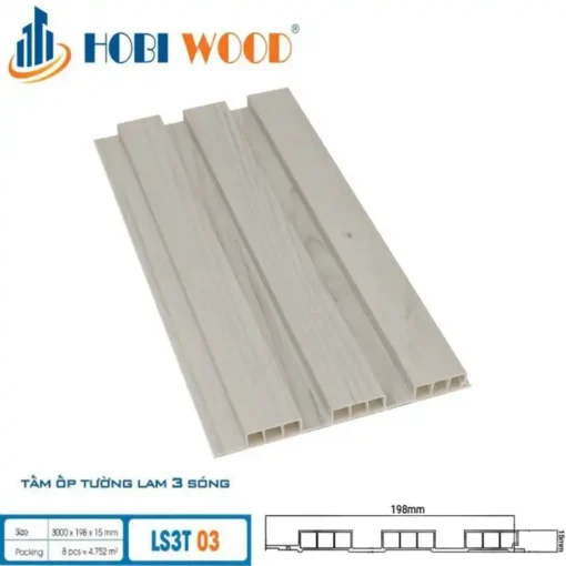 Tấm ốp Lam 3 Sóng Thấp Hobi Wood Ls3t-03