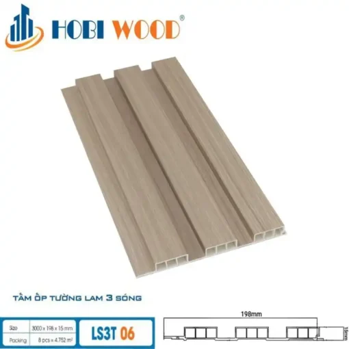 Tấm ốp Lam 3 Sóng Thấp Hobi Wood Ls3t-06