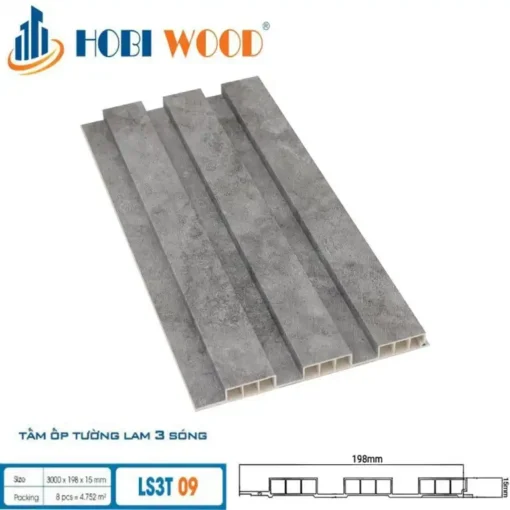 Tấm ốp Lam 3 Sóng Thấp Hobi Wood Ls3t-09