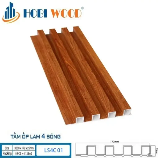 Tấm ốp Lam 4 Sóng Cao Hobi Wood Ls4c-01