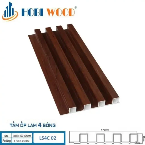 Tấm ốp Lam 4 Sóng Cao Hobi Wood Ls4c-02