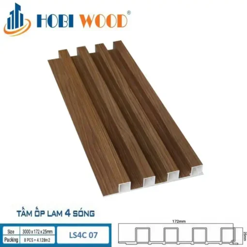 Tấm ốp Lam 4 Sóng Cao Hobi Wood Ls4c-07