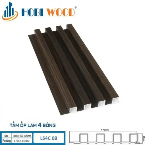 Tấm ốp Lam 4 Sóng Cao Hobi Wood Ls4c-08