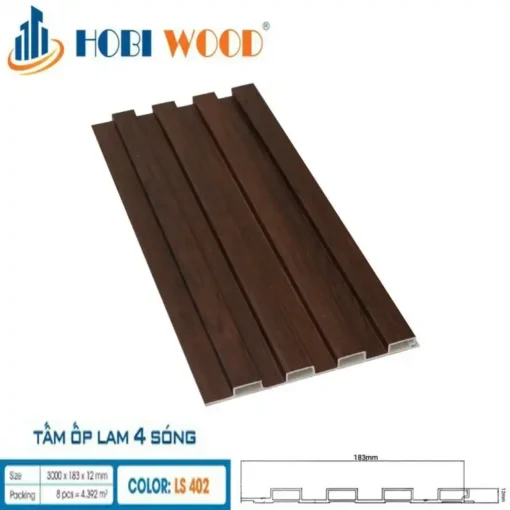 Tấm ốp Lam 4 Sóng Thấp Hobi Wood Ls402