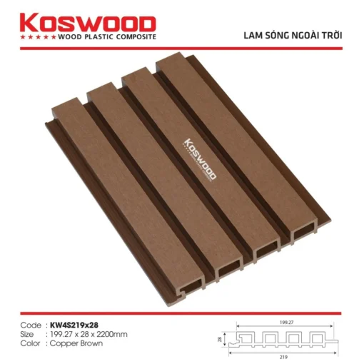 Tấm ốp lam sóng Koswood KW4S219x28 Copper Brown