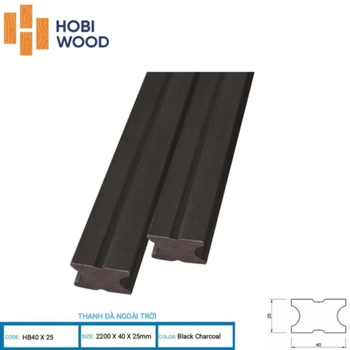 Thanh đà gỗ nhựa ngoài trời Hobi Wood HB40X25