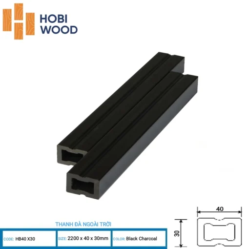 Thanh đà gỗ nhựa ngoài trời Hobi Wood HB40x30