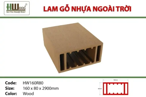 Thanh lam gỗ nhựa ngoài trời Hwood HW160R80