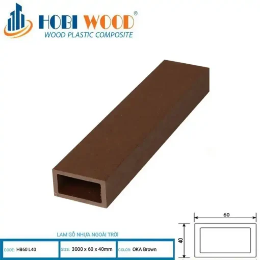 Thanh lam gỗ nhựa ngoài trời Hobi Wood HB60L40