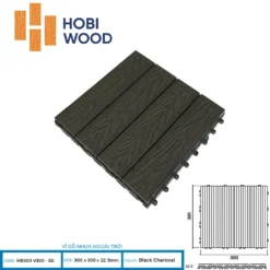 Vỉ Gỗ Nhựa Hobi Wood 3d Hb300v300 Black Charcoal